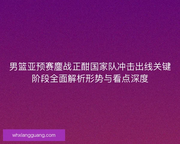 男篮亚预赛鏖战正酣国家队冲击出线关键阶段全面解析形势与看点深度